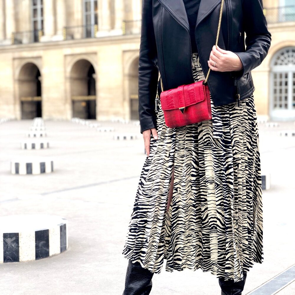 Snakeskin and Ostrich Crossbody Bag - Red - Picture 6 of 6